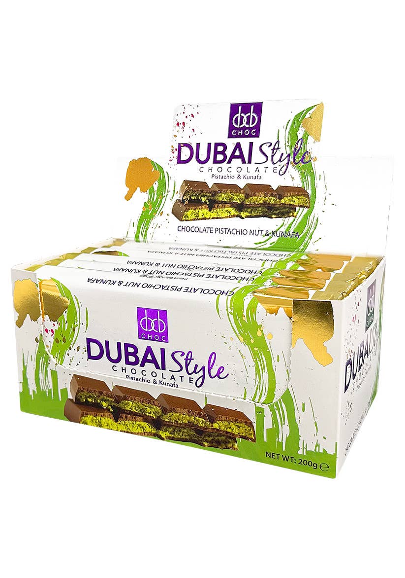DXB CHOC - Wholesale Chocolate Bar - DUBAI STYLE CHOCOLATE BAR 200G BAR (PACK OF 6 BARS)3