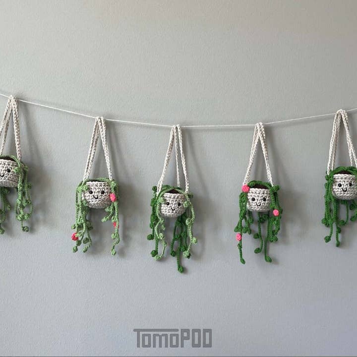 Crochet Succulent Car Hanging Plant Crochet String of Pearls for wholesale by TOMOPOD LLC