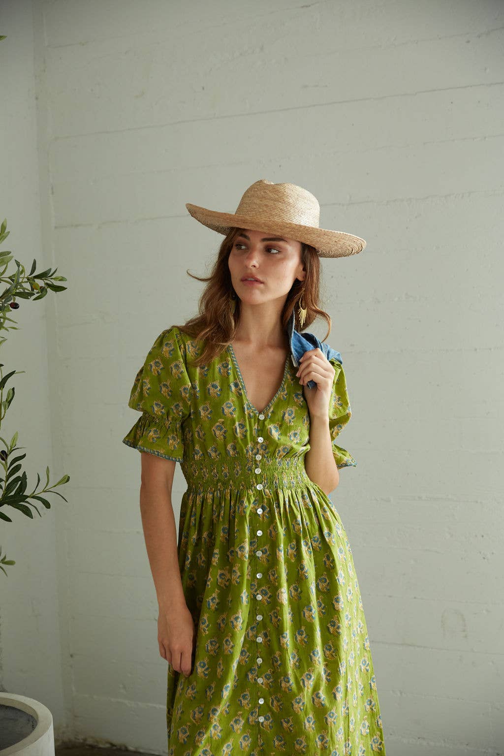 The Fox and The Mermaid – wholesale Dress – Women's – Tatiana Block Printed Dress (Olive) 6