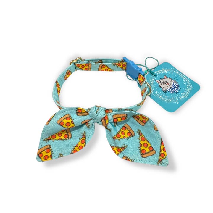 Bunny Ears Bow Cat Collar - Pizzas for wholesale by Whiskers Crafts