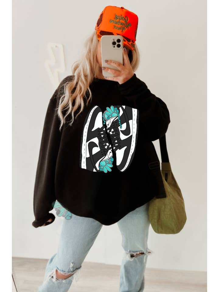 The Branded Blue Roan - Wholesale Graphic Sweatshirt - Women's - Black - Western Dunks Western Graphic