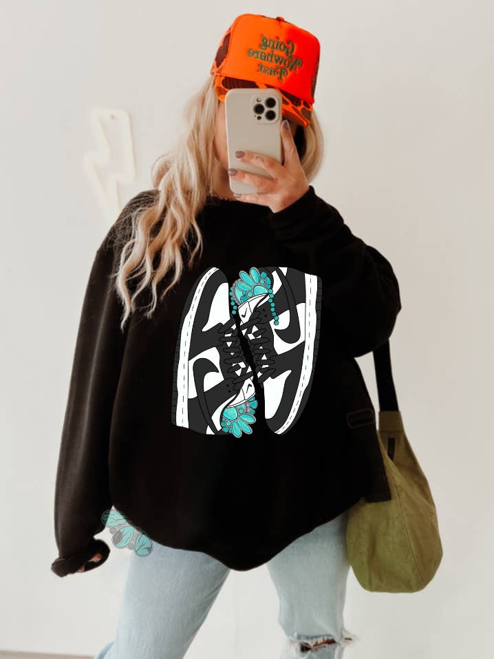 The Branded Blue Roan - Vendita all'ingrosso Felpa stampata - Donna - Nero - Scarpe Western Grafica Western0