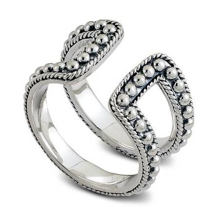 SS Double Band Dot Design öppen Ring för wholesale av Eli Pebble