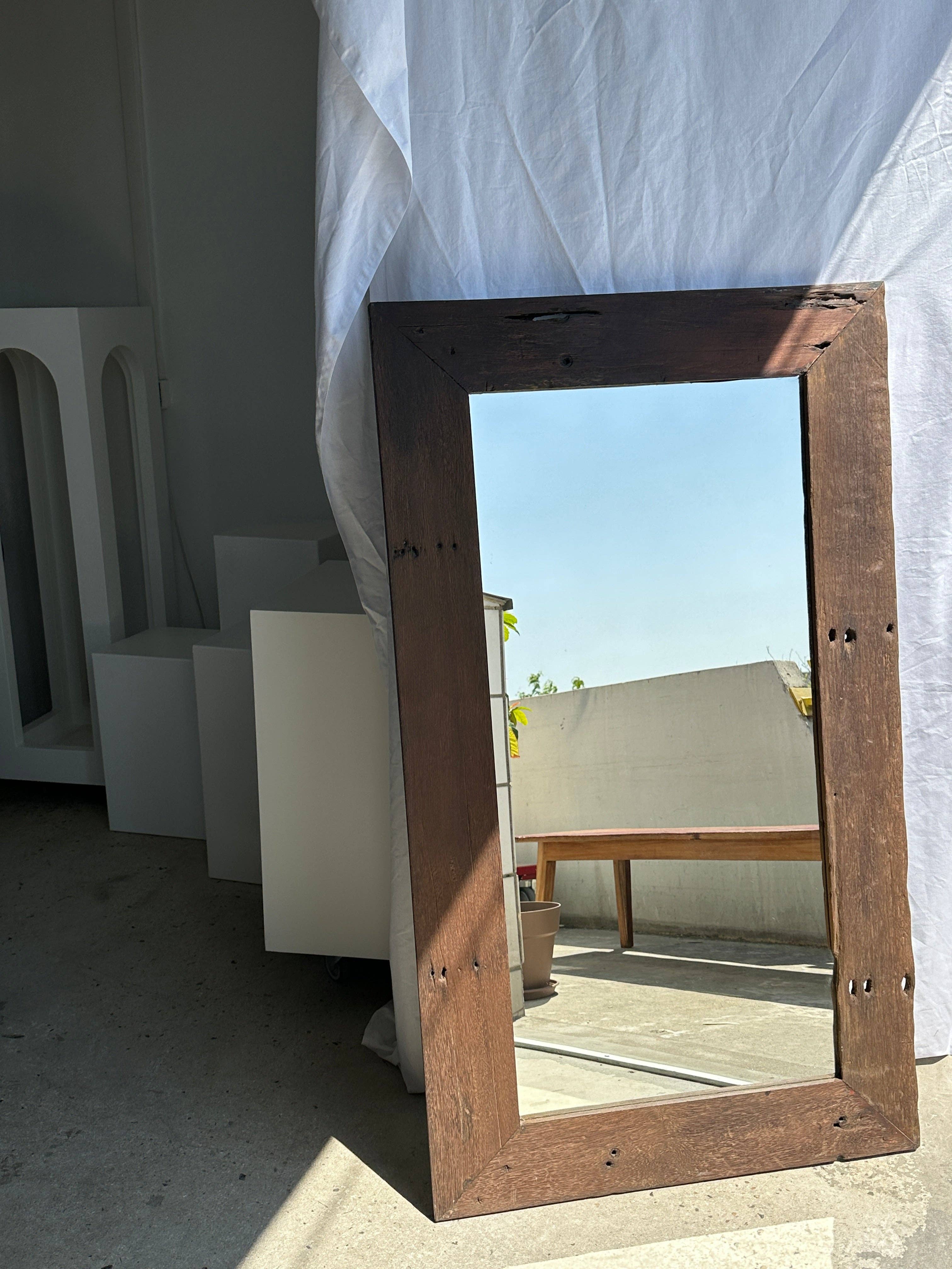 Office Objets - Wholesale Wall Mirror - Mirror with exotic brutalist old iron wood frame H:139cm22