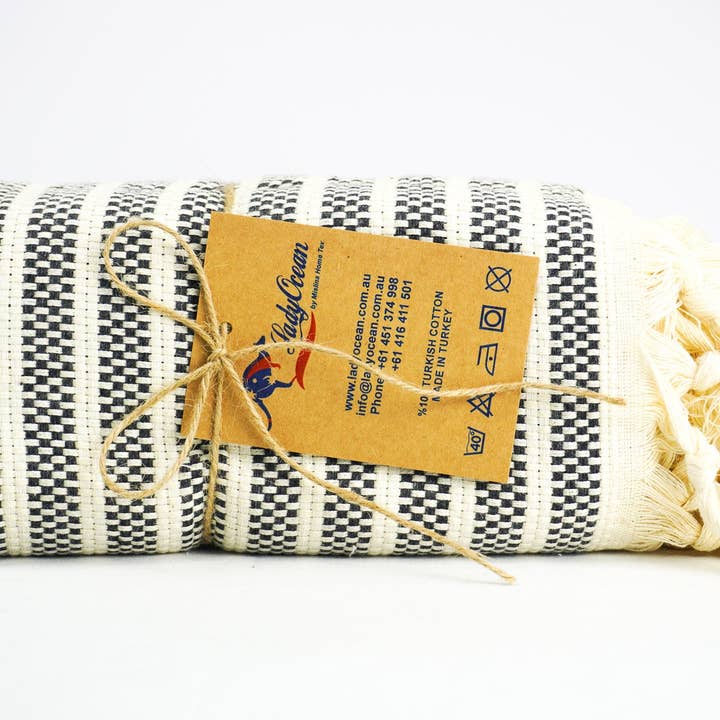 Riscas Quadradas Cinzentas Escuras - %100 Toalhas Original Algodão por atacado de LADY OCEAN