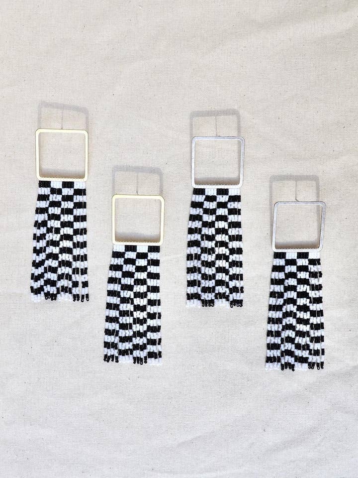 Black & White Checkered Fringe for wholesale by Jeshali