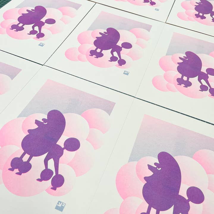 VrijFormaat - Wholesale Art Print - riso print - French Poodle - Angry Animals - A4