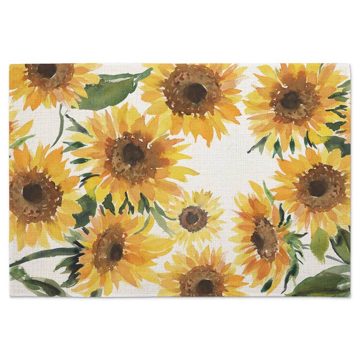 Sunflowers Decorative Poly-Cotton Blend Placemat for wholesale by CounterArt/Highland Home/Thirstystone/CoasterStone