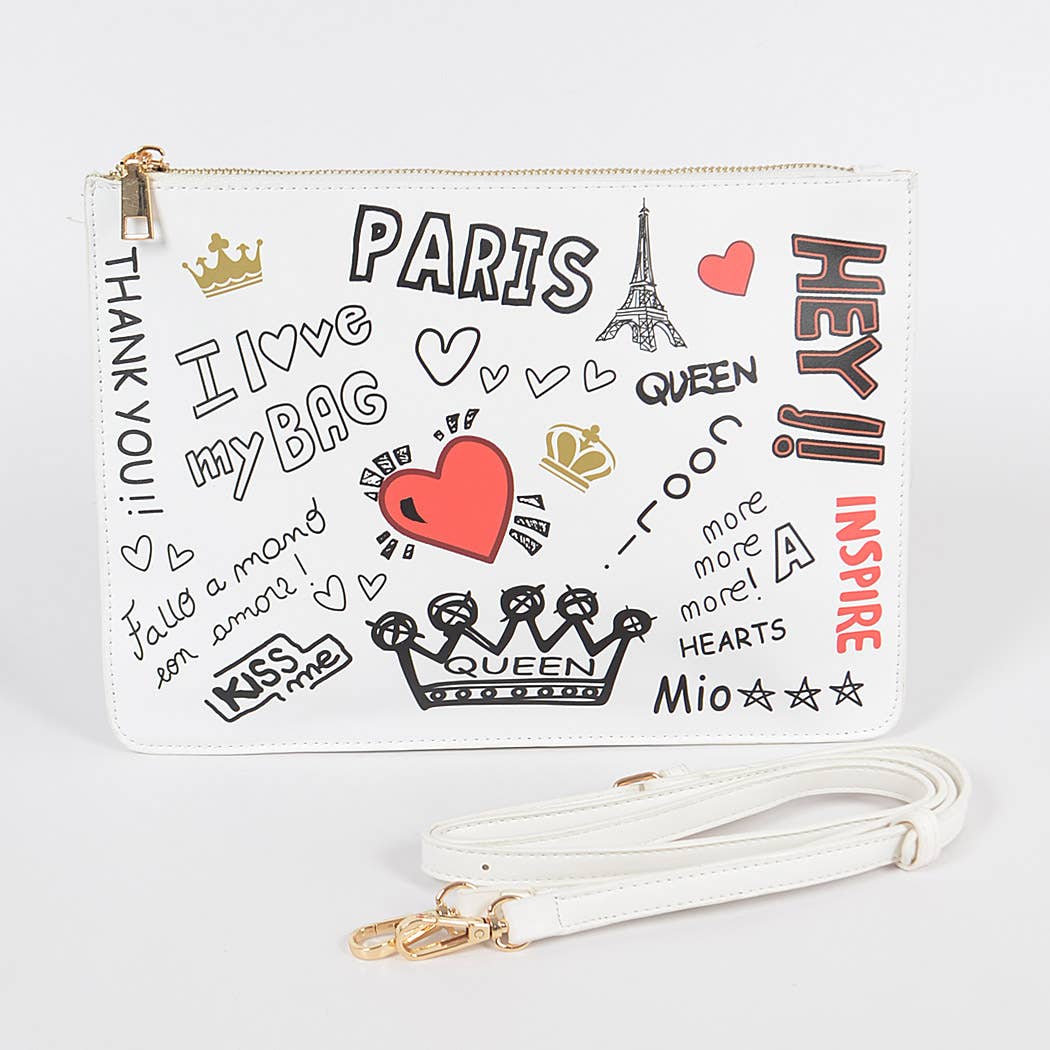 Black Paris Graffiti Pouch for wholesale on Faire4