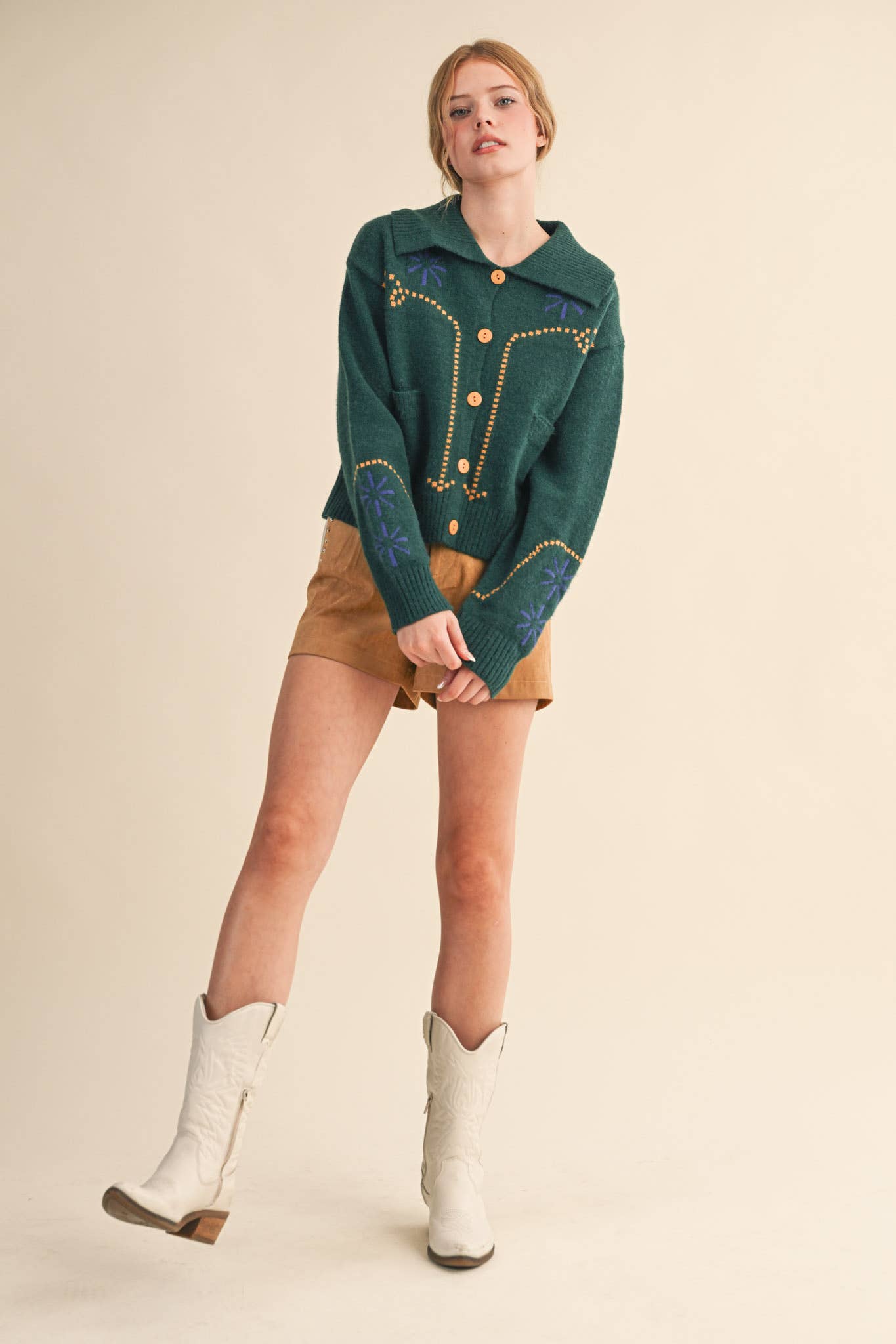 &MERCI - Wholesale Cardigan - Women's - WESTERN DESIGN SWEATER CARDIGAN MSW1121717