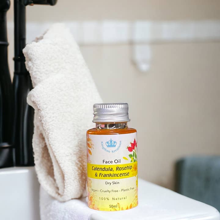 Face Oil- Calendula, Rosehip and Frankincense (Dry Skin) for wholesale by Kingdom Kreations