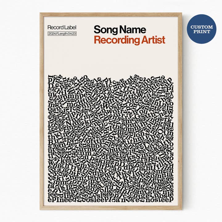 Custom Song Lyric Print for wholesale by Reign&Hail