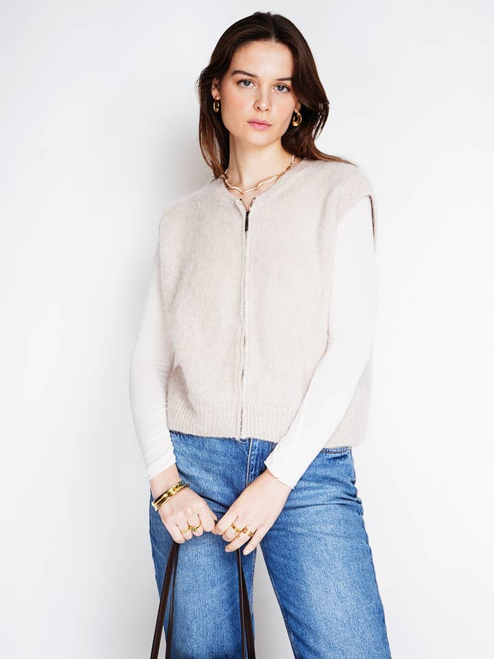 Gilet in mohair di capra e lana senza maniche 7592 per la vendita all'ingrosso da parte di NOELINE