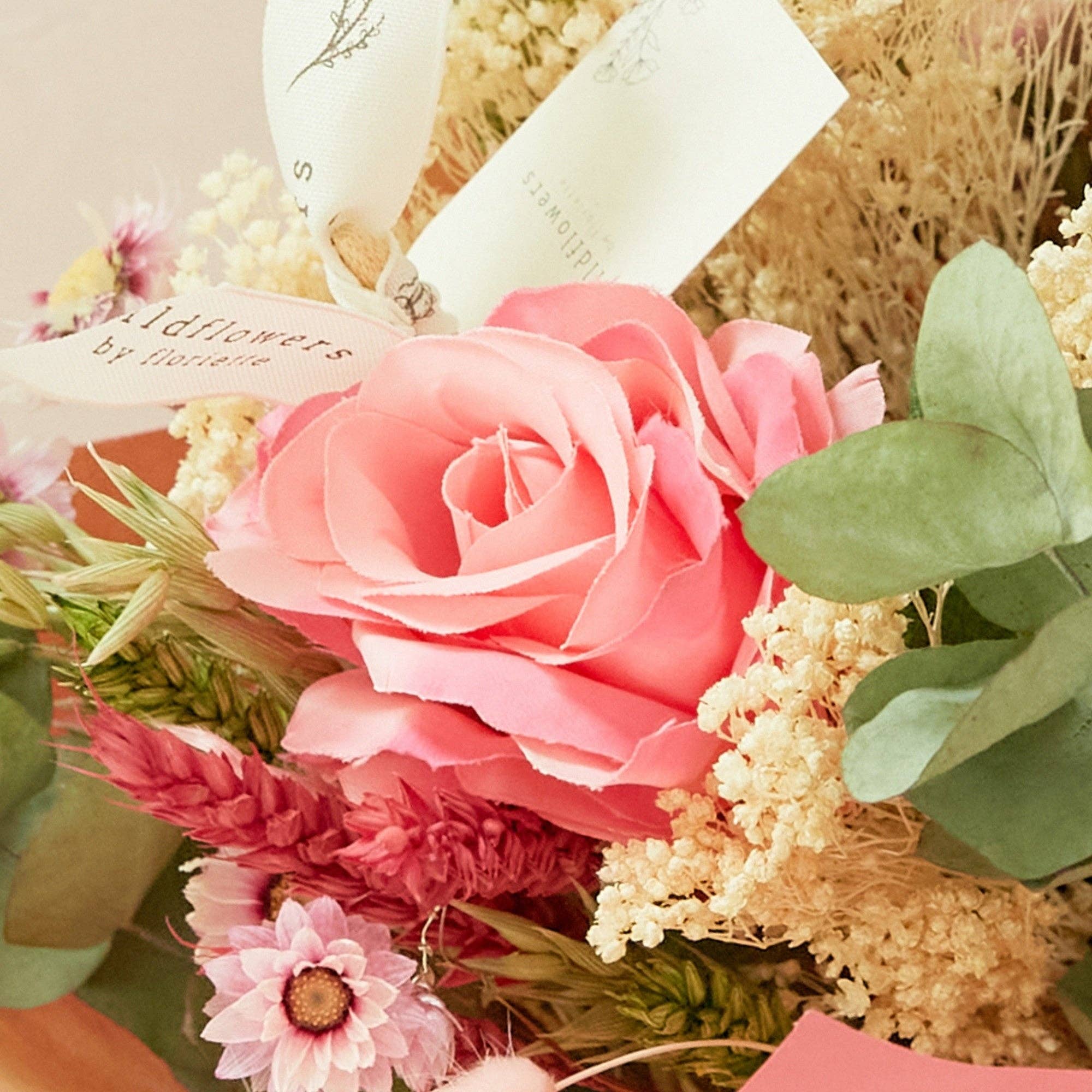 Wildflowers by Floriette – wholesale Artificial flowers – Romantic Bouquet - Pink Rose Artificial - Medium1