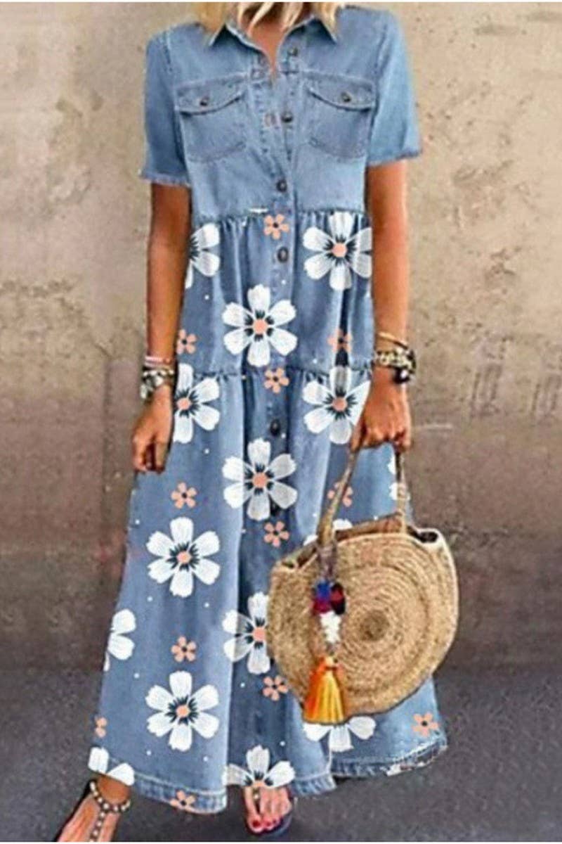 NINEXIS - Wholesale Dress - Women's - CWDMD6218_DENIM STYLE LONG MULTI-BUTTON DISTRESSED DRESS3