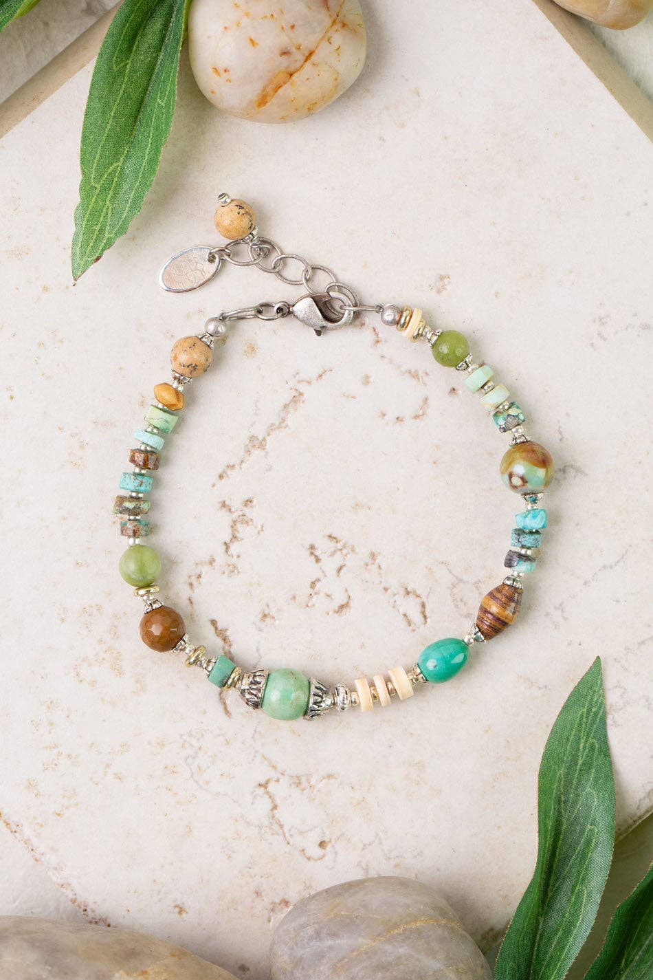 Anne Vaughan Designs Jewelry - Wholesale Beaded Bracelet - Remedy 7.5-8.5" Jade, Turquoise, Jasper Simple Bracelet