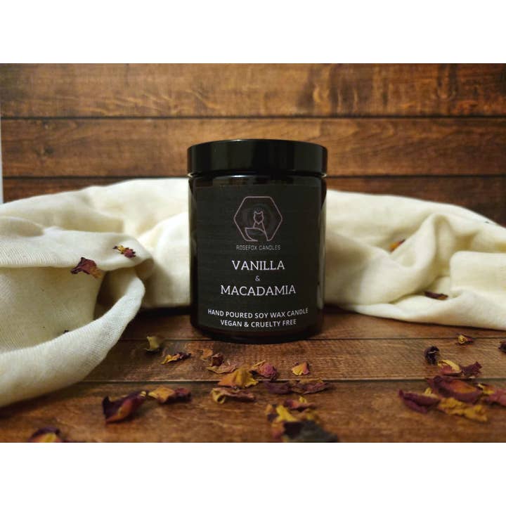 Rosefox Candles - Wholesale Jar/filled candle - Warm Vanilla & Macadamia Nut Biscuit Scented Soy Candle2