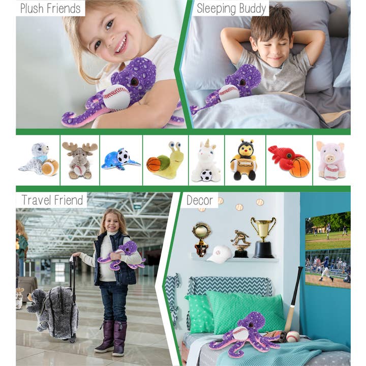 Cota Global – wholesale Stuffed/plush toy – Kids & baby – Plush Baseball - Wild Collection Plush - 12" Purple Octopus3