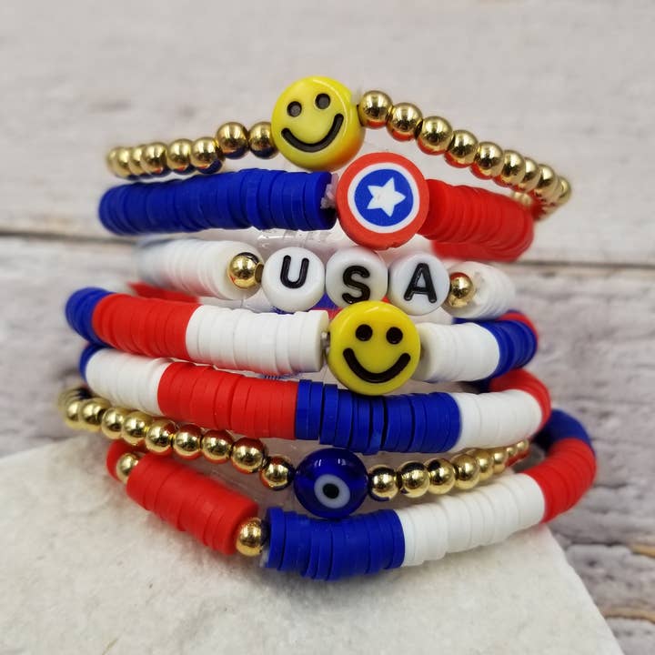 4. juli Heishi patriotiske Braclet Set for engroshandel hos Treasure Wholesale