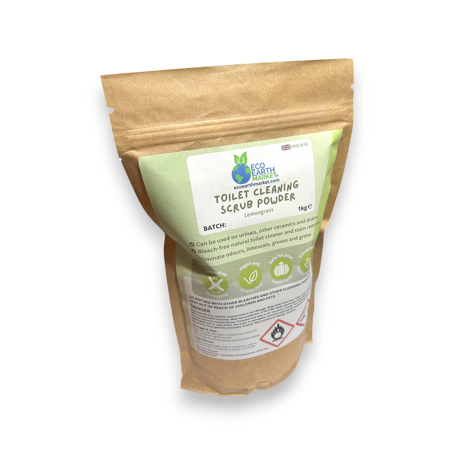 Eco Earth Market - Wholesale Toilet Cleaner - Lemongrass Toilet Cleaning Scrub Powder 1kg