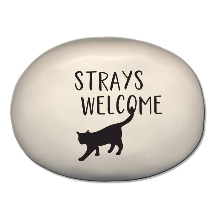 Cat Rock: "Strays Welcome" for wholesale by August Ceramics