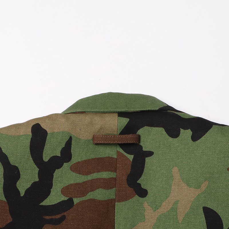 Color as pictures BL24Y Camouflage Belted Blazer with Military Accents for wholesale on Faire16