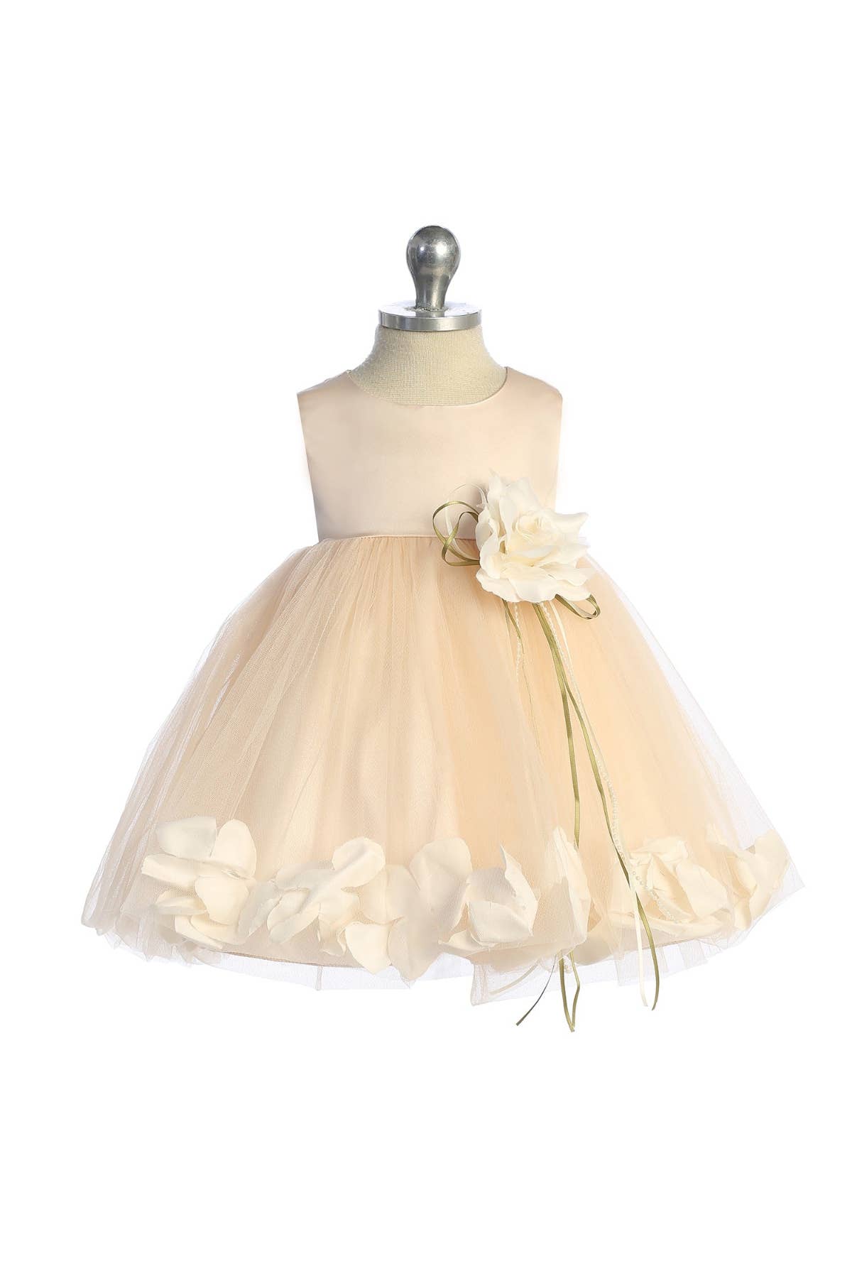Kid's Dream – wholesale Dress – Baby – Blush Satin Flower Petal Baby Dress2