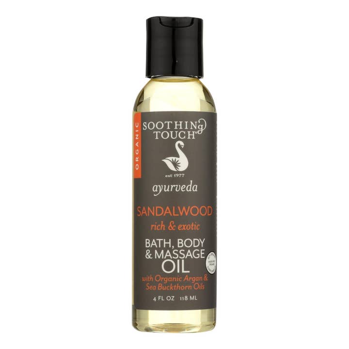 Nature Checkout Inc – wholesale Bad- och kroppsolja – Lugnande Touch Bad Kropps- Och Massageolja - Ayurveda - Sandelträ - Rik Och Exotisk - 4 Oz