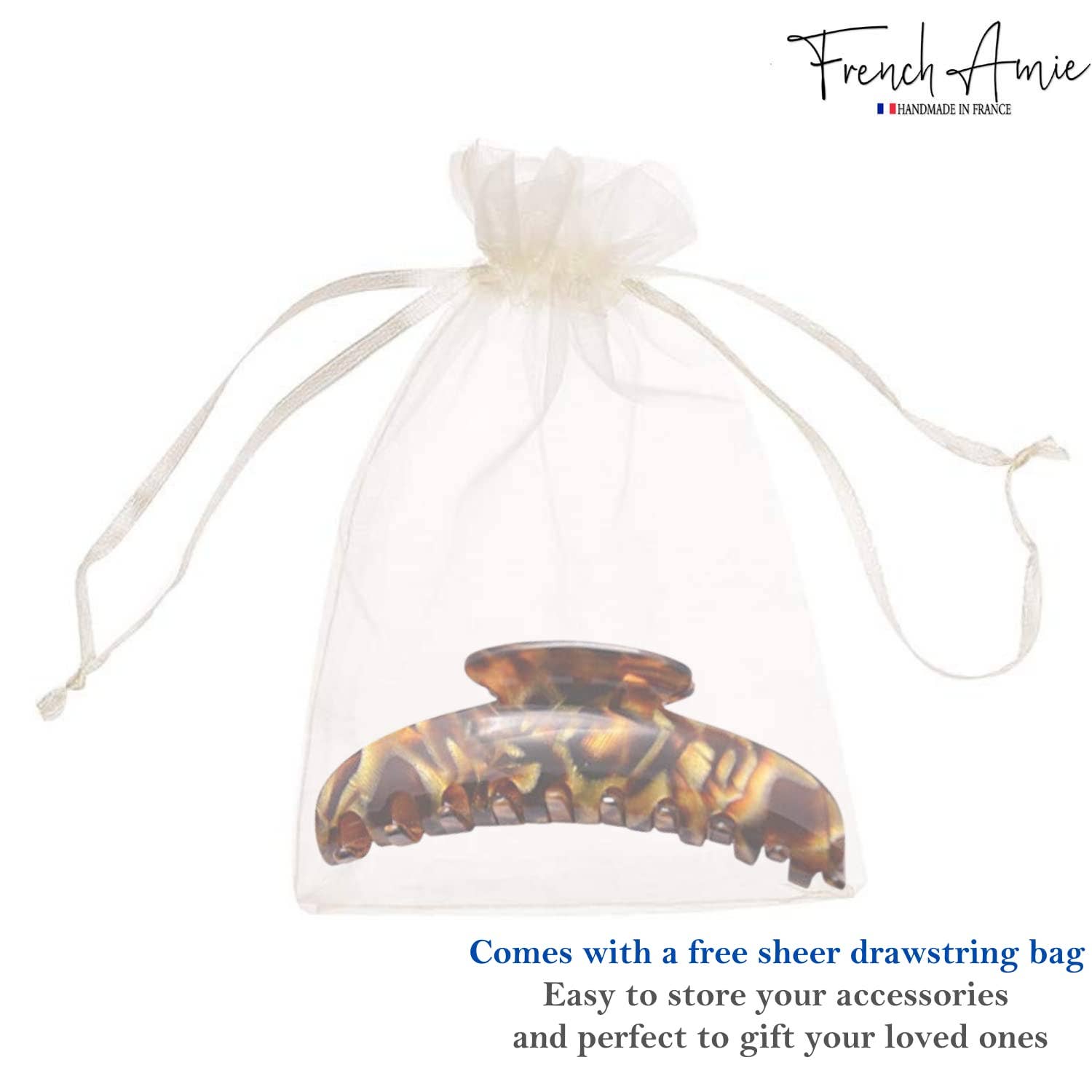 Parcelona - Wholesale Hair Clip - Women's - French Amie Contour Large 4 ¾” Celluloid Handmade Jaw Hair Claw Clip for Women6