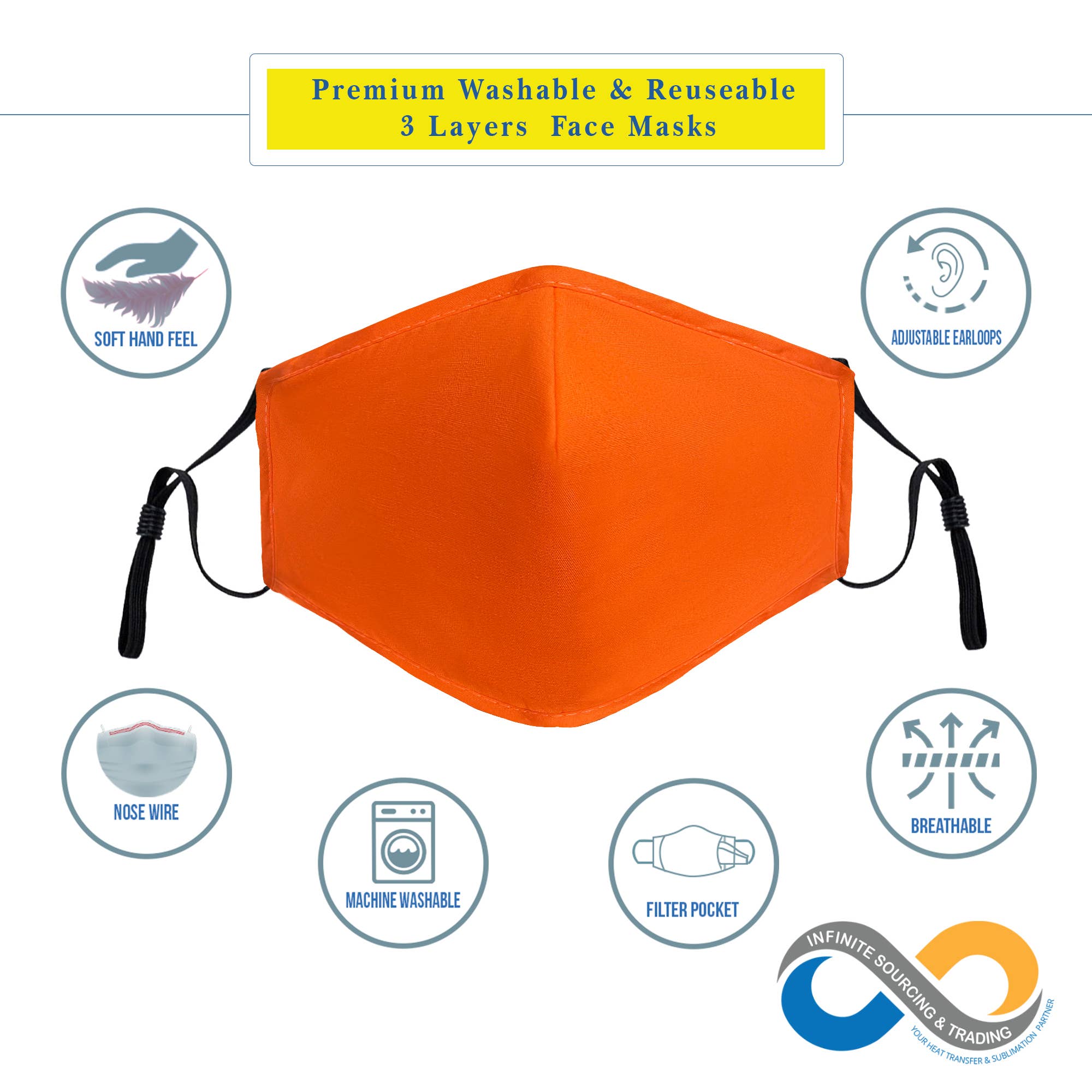 Infinite Sourcing & Trading LLC. - Wholesale Protective Face Mask/Shield - Reusable/Washable Cotton Face Mask, Solid Color Face Mask15