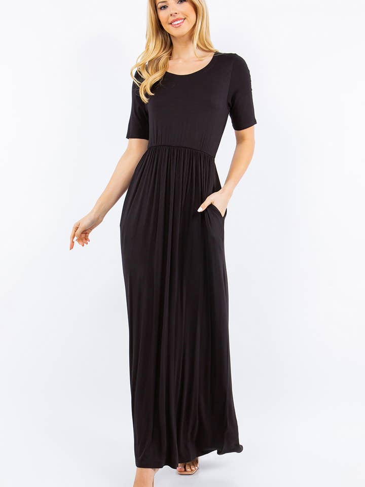 Celeste Clothing - Wholesale Dress - Women's - PLUS SIZE MODEST MAXI DRESS WITH POCKETS -CD23411T-PL14