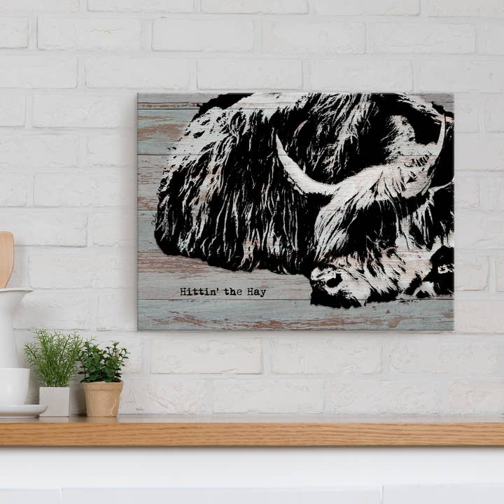 Ready2hangart, Inc. - Wholesale Art Print - Hittin' the Hay' Farmhouse Wrapped Canvas Animal Wall Art