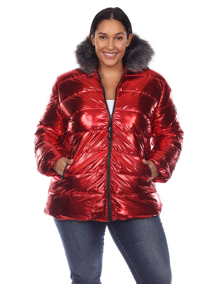 WHITE MARK - Vendita all'ingrosso Cappotto - Donna - Piumino metallizzato con cappuccio - Taglie Forti11