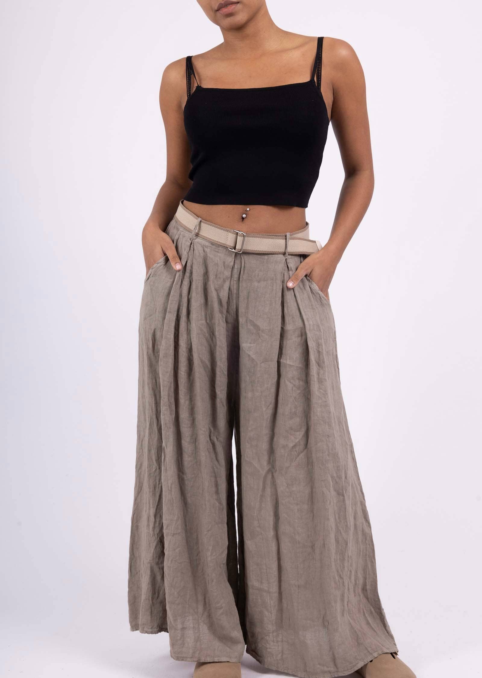 LINEN & COTTON HOUSE - Wholesale Pants - Women's - 22503 100% LINEN TROUSERS WITH BELT AND POCKETS30