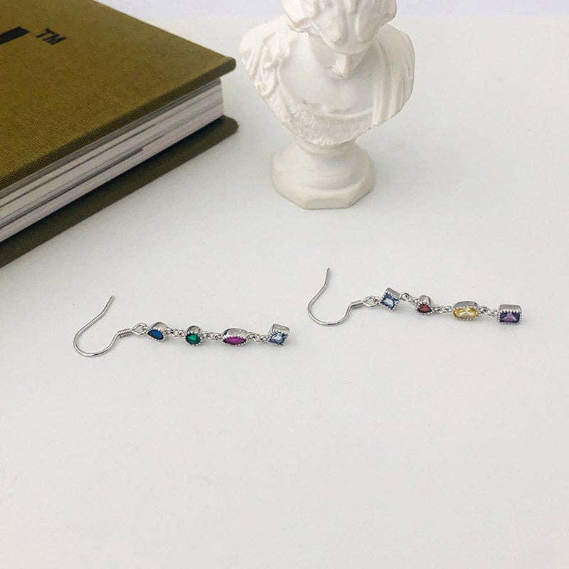 Perimade & Co. LLC – wholesale Dangle earrings – Rainbow Colored Gem Drop Earrings in 925 Sterling Silver1