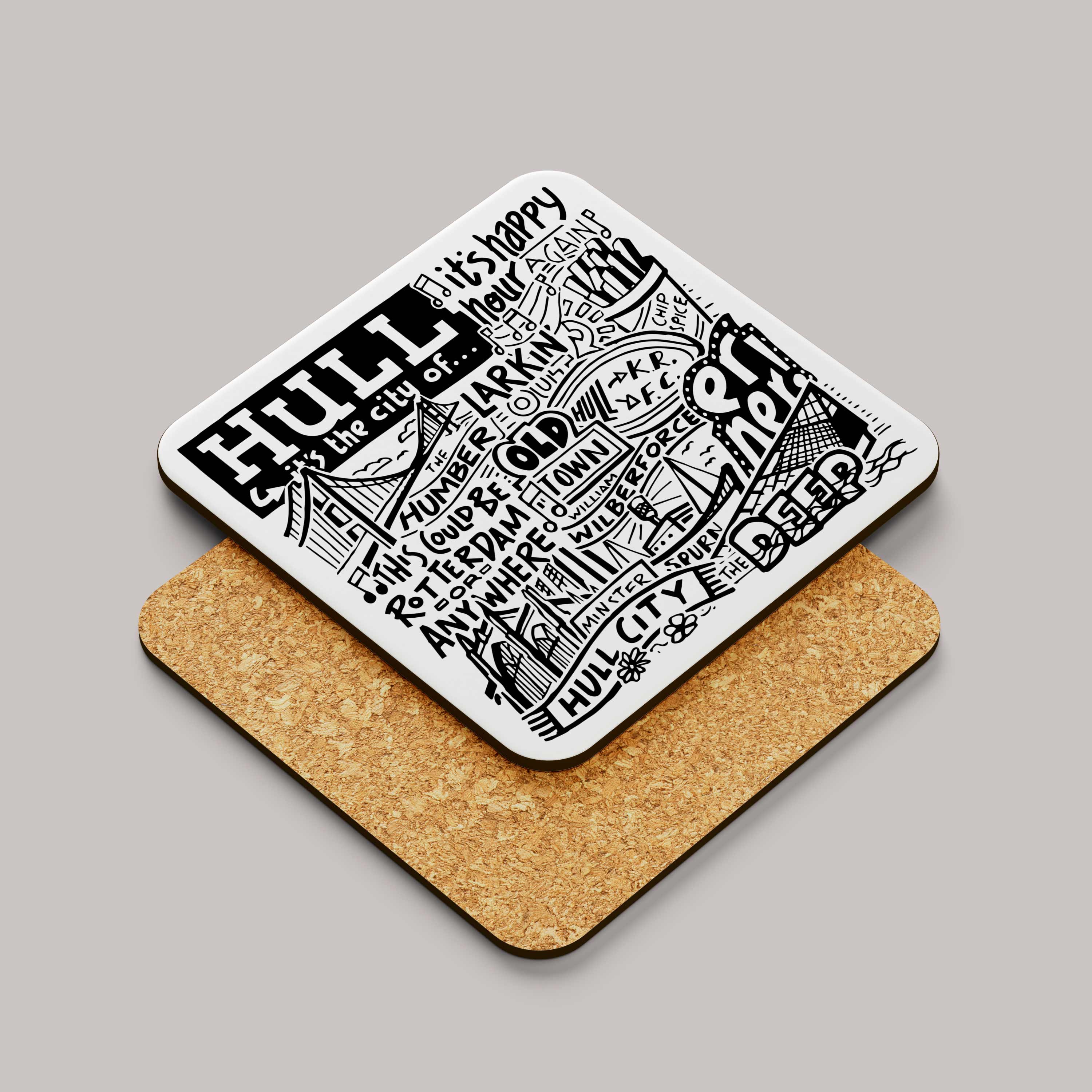 Sketchbook Design – wholesale Coasters – Hull Landmarks Square Coaster0