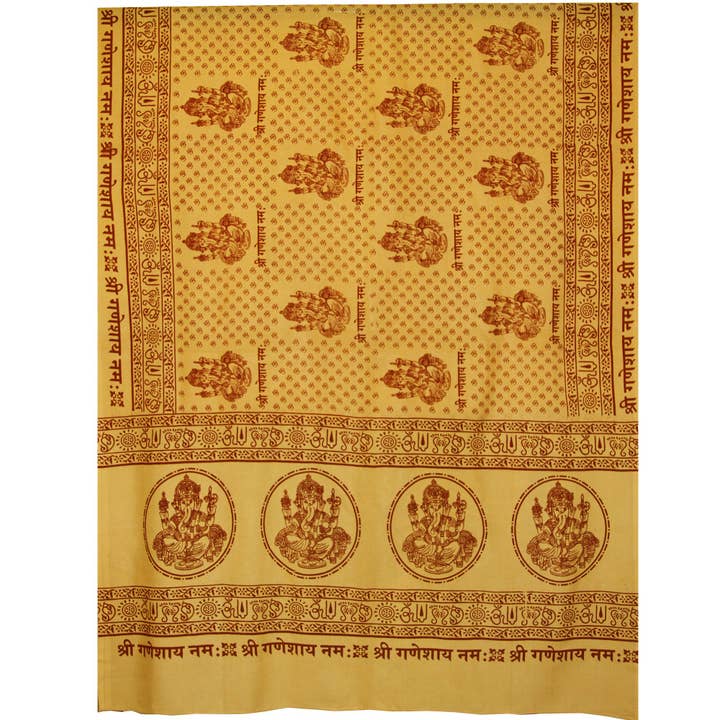 Prabhuji's Gifts - Wholesale Yoga Towel - Meditation Yoga Prayer Shawl - Ganesh - Yellow Large