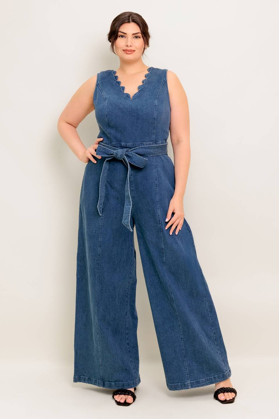 MEDIUM INDIGO A washed denim jumpsuit - IP8897-P for wholesale on Faire