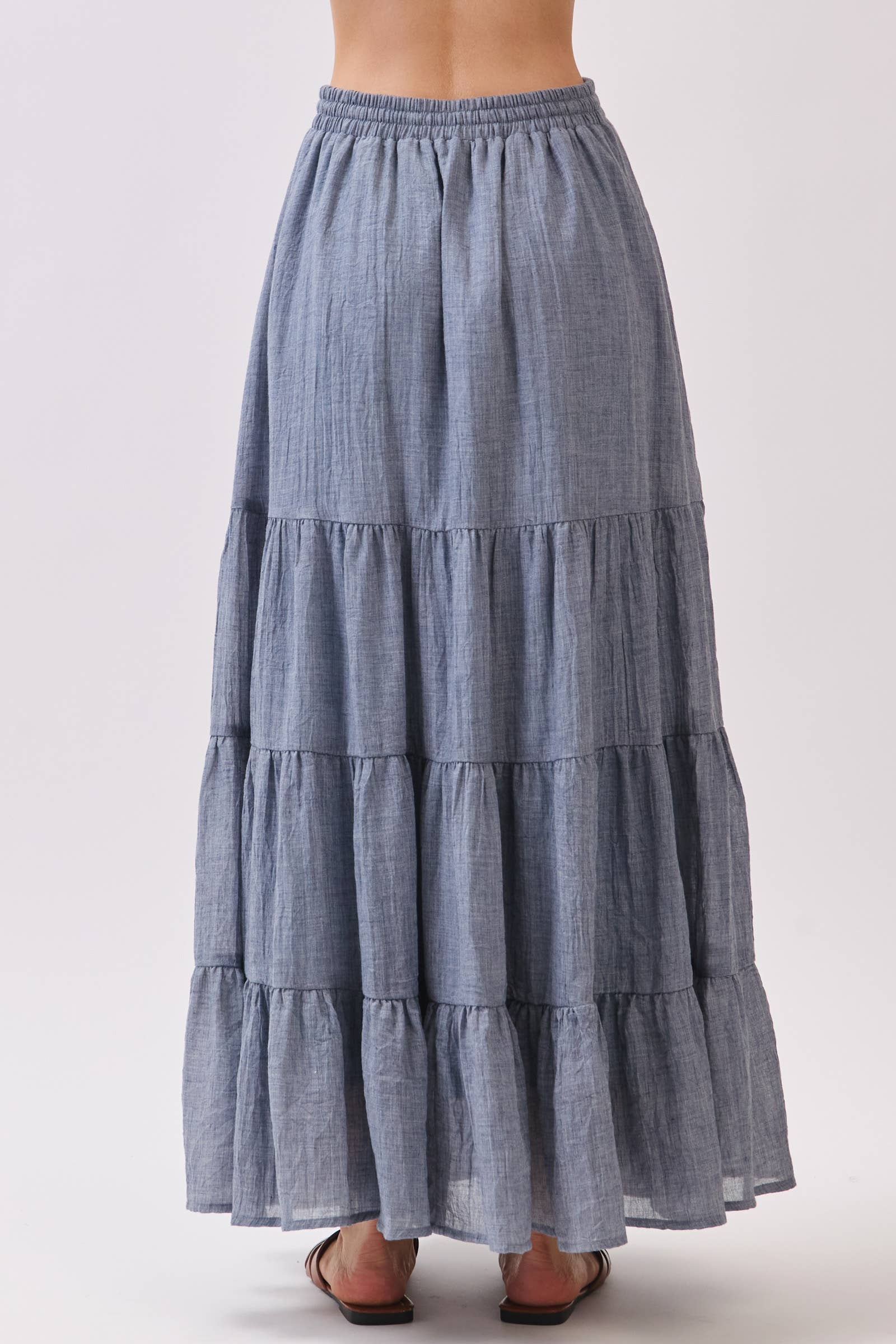 Final Touch - Wholesale Skirt - Women's - Tiered Coconut Tie Detail Maxi Skirt - VS300929