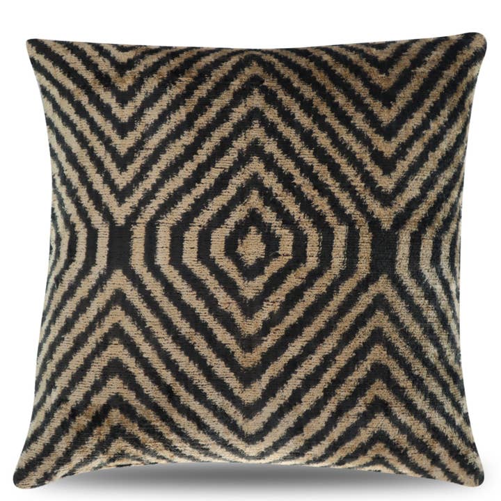 Canvello Decorative Black Ivory Chevron Throw Pillow Down Feather Filled - 16x16 in for wholesale by Canvello