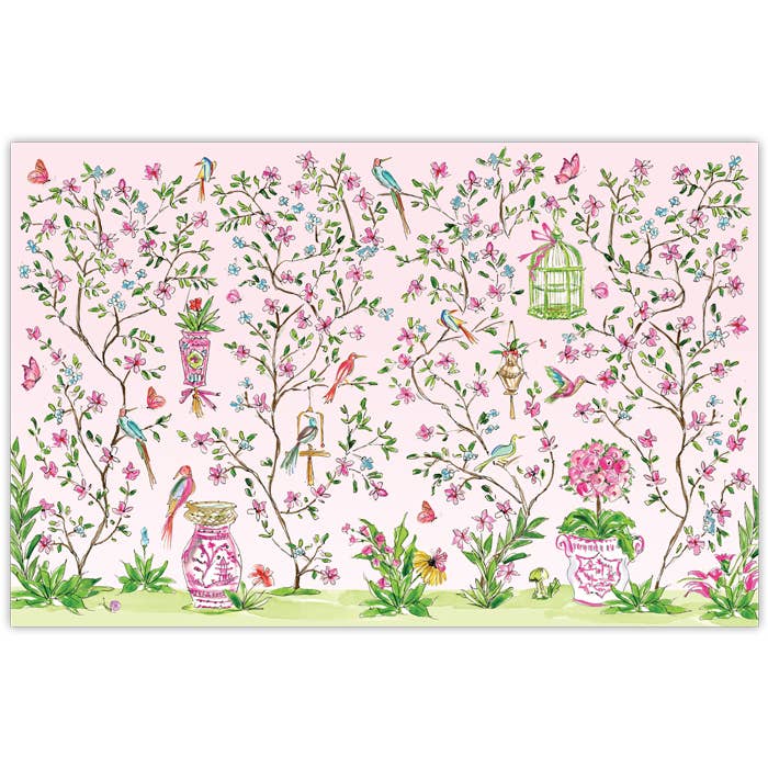 Handpainted Pink Enchanted Garden Placemat for wholesale by RosanneBeck Collections