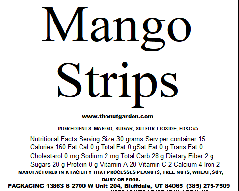 The Nut Garden, Sweetables, Utah Truffles – wholesale Dried/dehydrated fruit – Mango Strips, Dried (12 oz)1