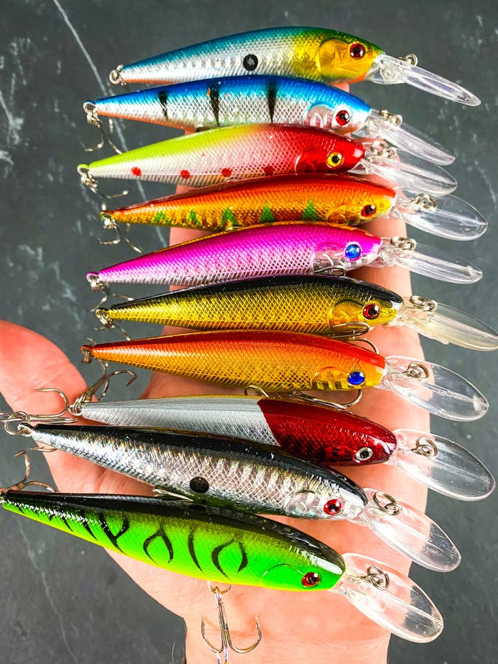 (10) Rattling Floating Lip Hard Crankbait Fishing Lure Set for wholesale by Outdoor Junction