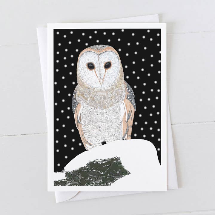 Carte à neige Barn Owl pour la vente par Bird the Artist