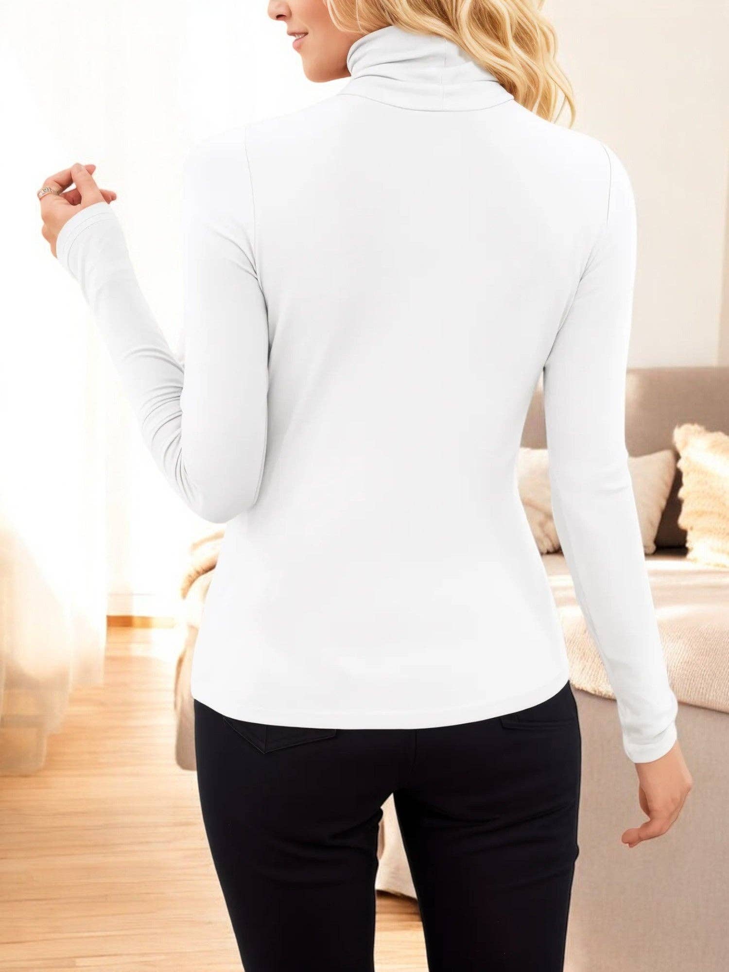 Anna Kaci Wholesale - Wholesale Knit Top - Women's - Fitted Long Sleeve Turtleneck Top with Stretch Fabric1