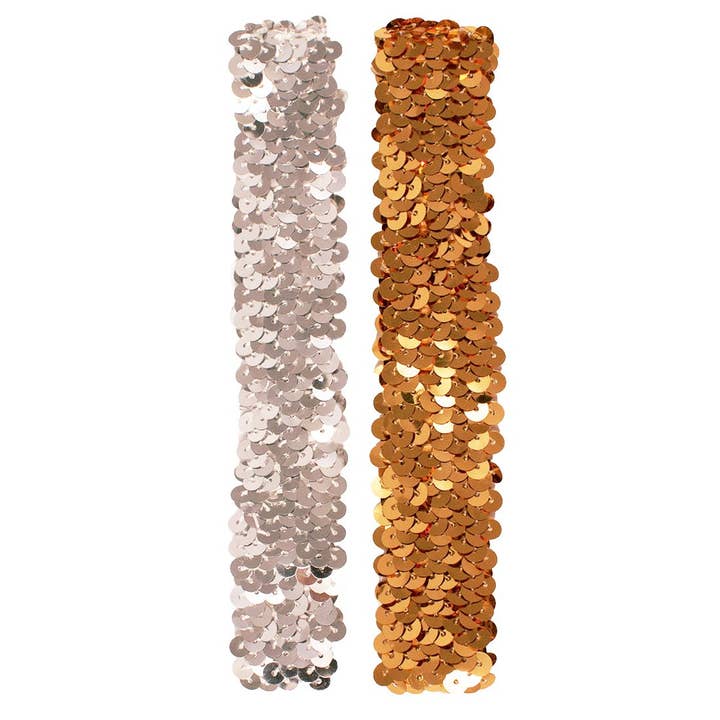 Mia hoofdband - 1" hoofdband met lovertjes - zilver en goud voor wholesale door Mia