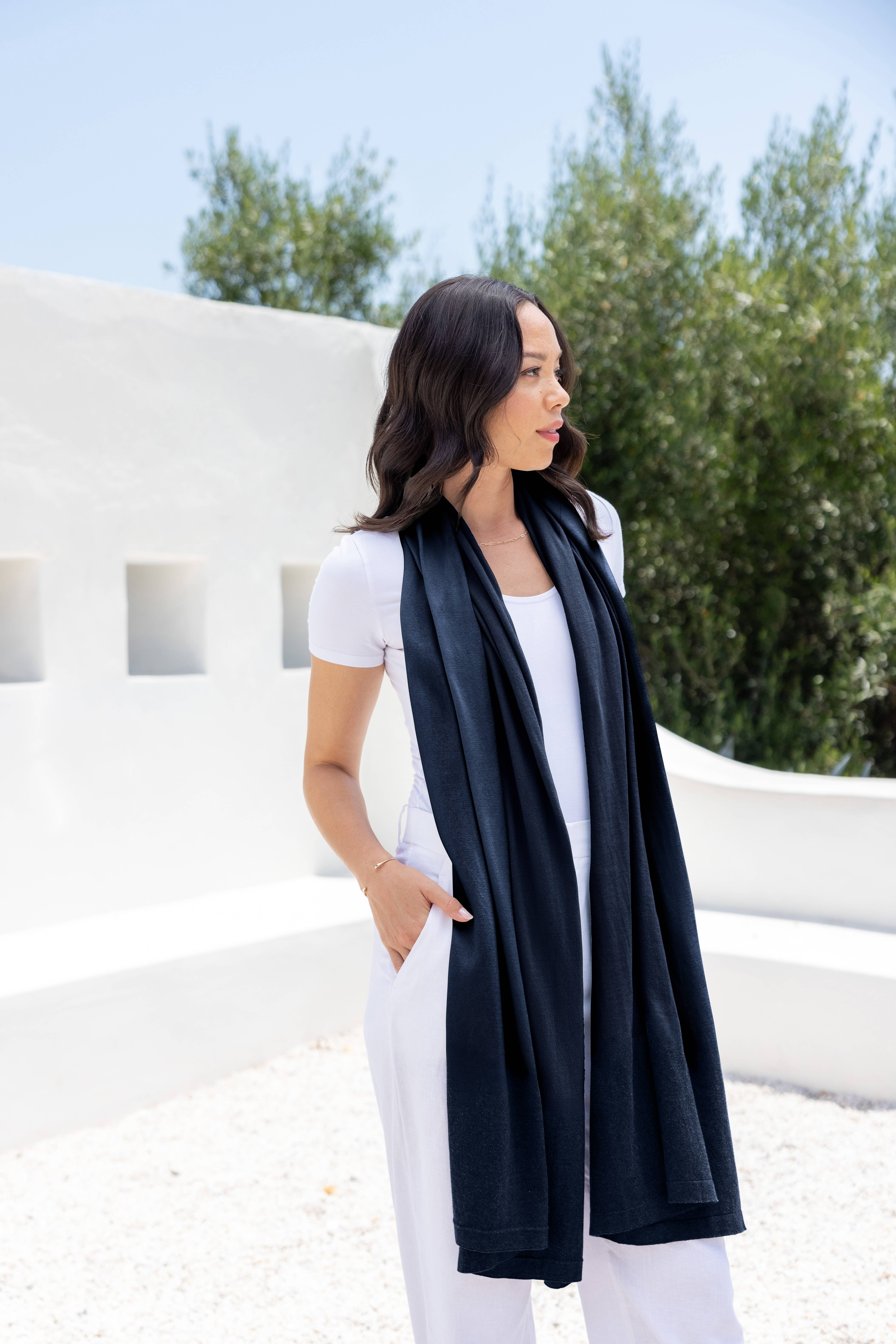 zestt organics - Wholesale Scarf - Women's - Dreamsoft Organic Cotton Travel Scarf - Oxford Blue2