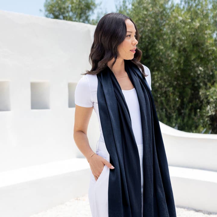 zestt organics - Wholesale Scarf - Women's - Dreamsoft Organic Cotton Travel Scarf - Oxford Blue2