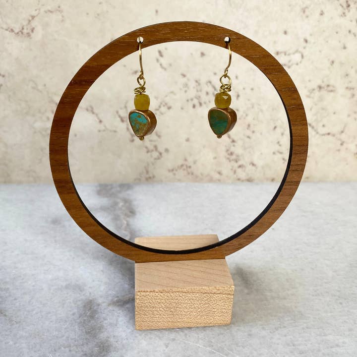 Seeds - Wholesale Dangle Earrings - Turquoise Stone Gold Vermeil Earrings | Cube Stone Beads2