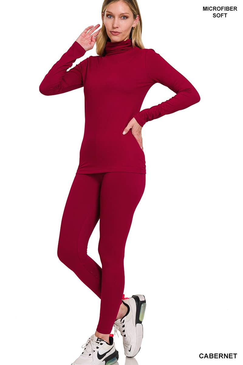 Vanilla Monkey – wholesale Lounge set – Women's – Brushed Dty Microfiber Mock Neck Top Leggings Set4